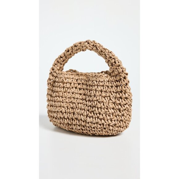 Hat Attack Micro Mini Slouch Bag in Toast New Womens Straw Beach Purse - Picture 2 of 14